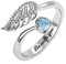 Engelsflügel Ring, Personalisierter Geburtsstein Ring, Gravierter Engelsflügel Ring mit Geburtsstein, Geschenk für Sie in Sterling Silber 925