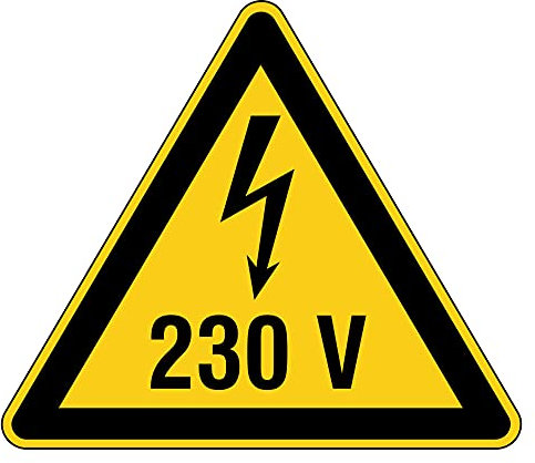 Aufkleber Warnung vor elektrischer Spannung 230V 100 x 87 mm · 10 Stück