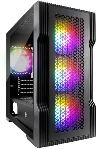 1st Player Trilobite T3 Black Micro-ATX RGB Gaming Case with 4 x RGB Fans Pre-installed