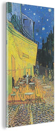 MuchoWow Glasbild Glasfoto Wandbild Bilder Deko 40x80 cm Caféterrasse bei Nacht - Vincent van Gogh