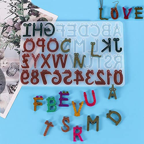 LUMoony 1Pcs Buchstaben Anzahl Epoxidharz Harz Form Alphanumerische Silikonform für Herstellung von Schmuck und Schlüsselanhänger Geschenkanhänger Christbaumanhänger