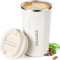 ERBO Kaffeebecher to go, Thermobecher Edelsthal, Auslaufsicher Kaffeetasse Kaffeebecher mit Deckel, Kaffeetasse Thermobecher für Unterwegs Umweltfreundlich, Weiß 510ml