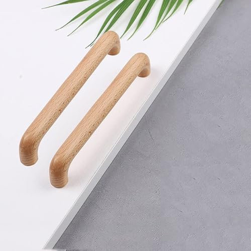 2 Pcs Wooden Door Handles, Bow Shaped Cabinet Handles Kitchen Cupboard Drawer Door Bathroom Furniture Pulls, for Dresser Drawer Wardrobe (Hole Center 128mm,B)