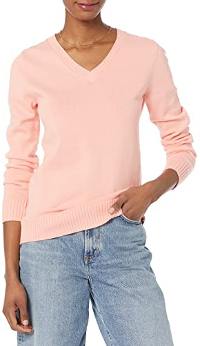 Amazon Essentials Femme Pull Léger à Manches Longues et Col en V, 100% Coton
