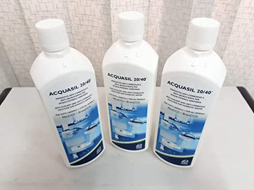 set 3 flacconi anticalcare Acquasil 20/40 ricarica da 1 litro anticorrosivo ed antincrostante minidos PC002