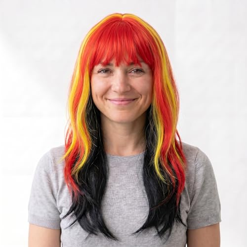 Sonia Originelli Kunsthaar Perücke Langhaar Lange Haare - Fanartikel Karneval Fasching EM WM Fan Farben