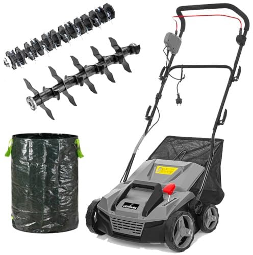 LEHMANN Teasel Arieggiatore Scarificatore 2in1, 1800W, Arieggiatore per Prato Elettrico con Larghezza di Lavoro 38 cm - 5 Livelli di Profondità di Lavoro Regolabile da -12 biz + 6 mm