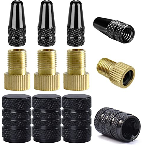 HSINMAXit Presta Valve Adapter for Air Compressor Convert Presta to Schrader Valve for Air Pump - with Schrader Valve Cap and Presta Valve Cap Car Tire Caps