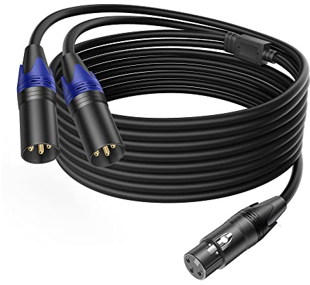 LanSenSu XLR Splitter Cable, 1 XLR Female to 2 XLR Male Patch Y Cable Balanced Microphone Splitter Cord Audio Adaptor 10ft (1Pack)