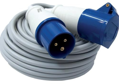 SAPLIST, Prolunga 10 mt Presa Industriale Spina IEC 3 poli Adatta per Camper, Campeggio, Caravan, Barca, Cantiere-Grigio, IP44