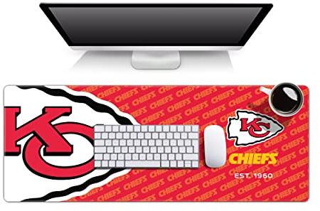 YouTheFan NFL Kansas City Chiefs Logo Serie Schreibtischunterlage SMU | Wasser- und schmutzabweisend, robuste, rutschfeste Gummi-Rückseite, genähte Kanten, passt unter Maus, Computer und Tastatur