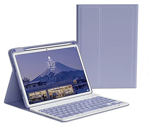KMXDD iPad 9th 8th 7th Generation Keyboard Case 10.2 inch 2021/2020/2019, iPad Pro 10.5-inch Case with Color Keyboard,iPad Air 3rd Generation, Removable Bluetooth Wireless Keyboard Case (Purple)