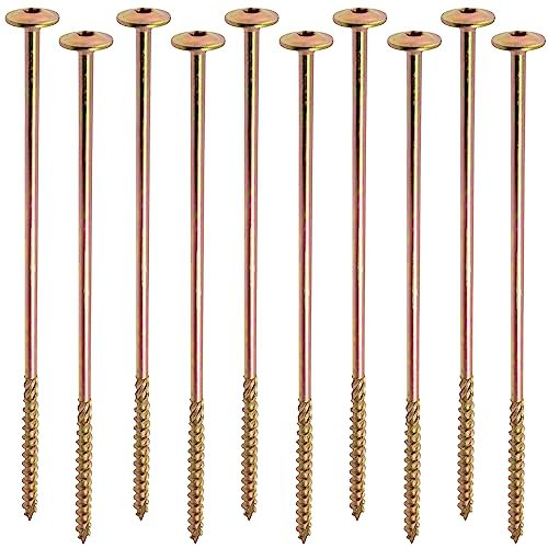 AERZETIX - C67514 - Lot de 10 Vis à bois Ø8x260mm à tête large bombée - à empreinte étoile Т40 - en acier zingué - menuiserie, contreplaqués, agglomérés, mélaminés