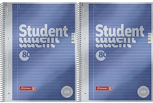 Brunnen 1067141 Notizblock/Collegeblock Student Premium (Veredeltes DeckBlatt mit Metallic-Effekt, A4, liniert, 90 g/m², 80 Blatt) (Packung mit 2)