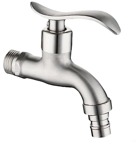 Wand-Kalt-Wasserhahn, Edelstahl-Waschmaschinen-Einhand-Wäsche-Wasserhahn, Heiß- und Kaltwasserhahn für Waschmaschinen-Waschbecken - A
