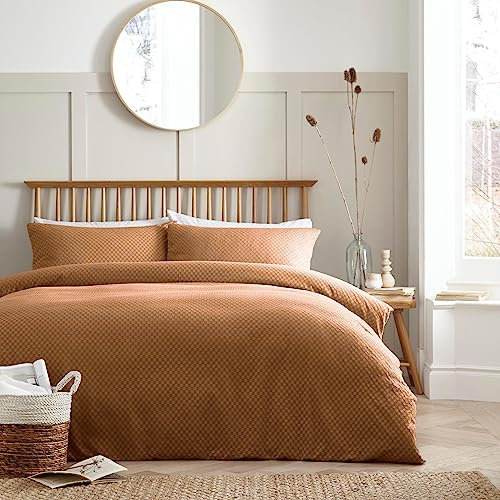Appletree Loft - Santos - 100% Cotton Duvet Cover Set - Double Bed Size in Terracotta