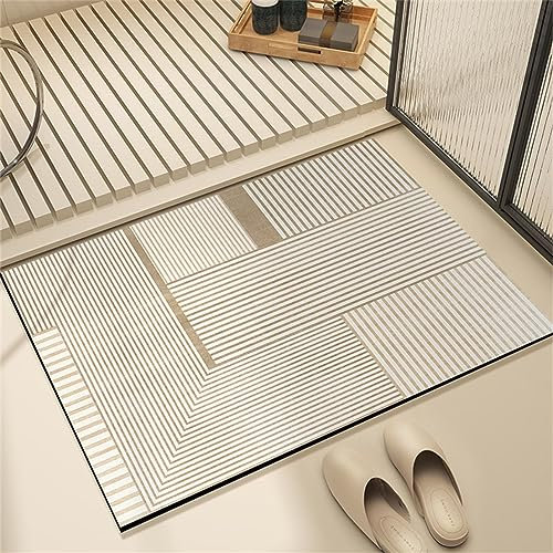 Tapis de Bain AntidéRapant Absorbant 90x120cm Tapis Salle de Bain Super AntidéRapant, Tapis de Douche SéChage Rapide, Lavable Tapis de Salle de Bain Doux, Tapis Absorbant Salle de Bain Light Color