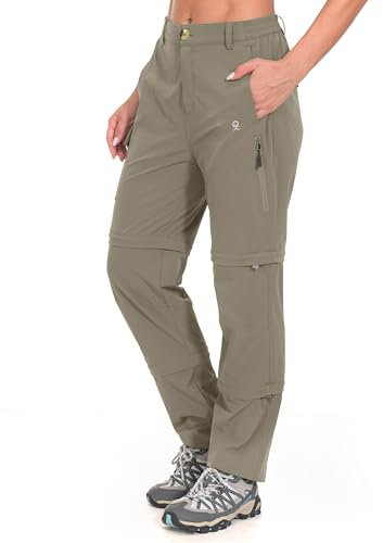 Little Donkey Andy Zip Off Wanderhose Damen Atmungsaktiv Schnell Stretch Trekkinghose Abnehmbar Outdoorhose Funktionshose Dunkelkhaki XXL