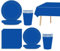 69Pcs Navy Blue Party Tableware - Plastic Table Cloth, Paper Plates, Napkins and Cups for Kids & Adults Birthday Party