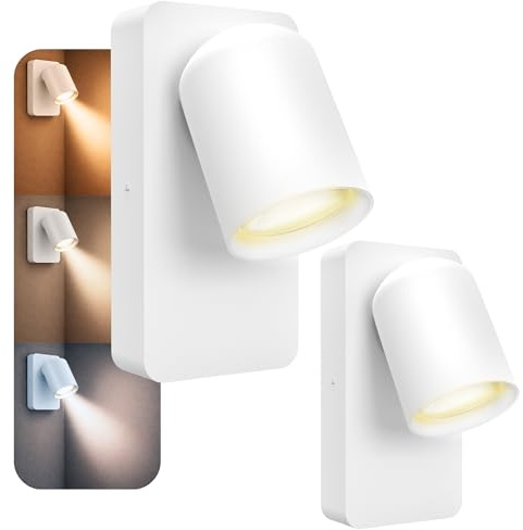 SSC-LUXon NERU 2er Nachttischlampe weiß - moderne Wandlampe innen inkl. USB Ladefunktion, Schalter & LED GU10 Lampe warmweiß