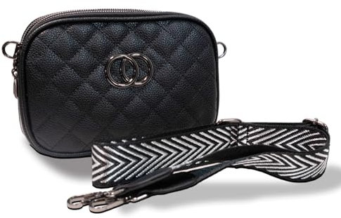 WOWZILLA Handtasche Damen Klein Elegante Umhängetasche Damen in Rosa und Schwarz Damen-Umhängetasche aus PPC Breiter Gurt Modische Crossbody Bag Damen Tasche Damen für Alltag und Abend