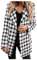 ACemt Blazer à carreaux en laine pour femme - Blazer long pour femme à carreaux - Veste d'hiver en laine - Manteau blazer à manches longues - Mode - Longueur genou - Manteau à boutonnage simple -