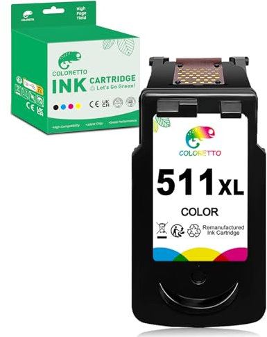 COLORETTO 511 XL Farbe Tintenpatrone Wiederaufbereitet für Canon 511XL CL-511 Druckerpatronen für Canon Pixma MP270 MP280 MP230 MP240 MP250 iP2700 MP495 MP490 Druckers