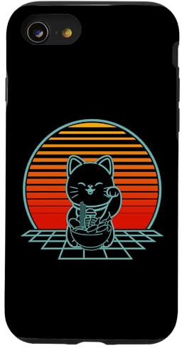 Anime Ramen Cat Retro Japanese Noodles Aesthetic Kawaii Case for iPhone SE (2020) / 7 / 8