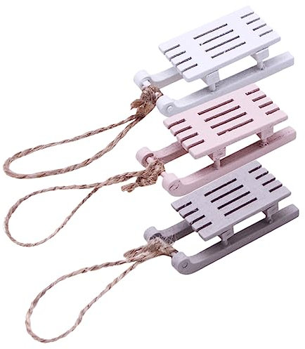 ABOOFAN Ensemble de Décorations de Mini Traîneau en Bois Décorations de Noël pour Pendentifs d'arbre de Noël Traîneau Miniature