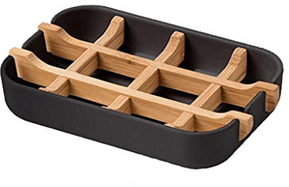 LIGSLN Jabonera de bambú para baño, ducha, jabonera, bandeja para caso, bandeja para lavabo, bañera, cocina, artesanía, baño, jabonera