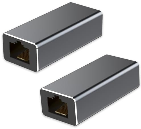 vgggrd 2 Pack Adaptador RJ45 Hembra a Hembra, Conexión Adaptador de Cable Ethernet Modular Apantallado para Cat7/Cat6a/Cat6/Cat5e