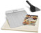 BURNHARD Pizzastein inkl. Pizzaschaufel & Teigspachtel, Für Backofen, Gasgrill & Holzkohlegrill aus Cordierit und Edelstahl für Brot, Flammkuchen & Pizza, rechteckig - 38 x 30 x 1,5 cm