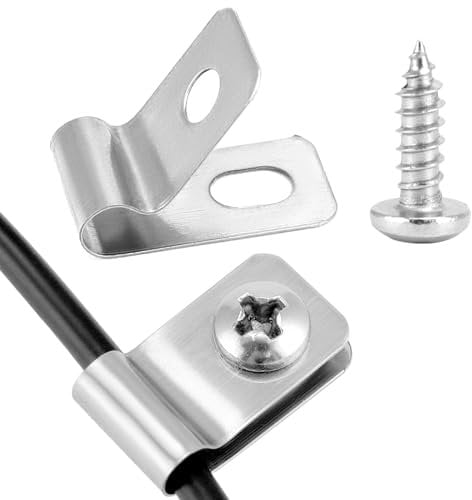 QWORK® Lot de 100 Clips de Fixation en Acier Inoxydable 304 pour Clôtures Agricoles - Résistant à la Rouille avec Vis Incluses