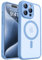 CANSHN Magnetic Compatible with iPhone 15 Pro Case, Upgraded [Full Camera Protection] [Compatible with Magsafe] [Translucent Matte] Shockproof Protective Phone Case 6.1 - Light Blue