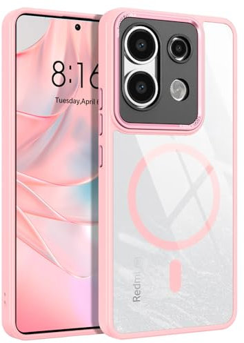BENTOBEN Coque pour Xiaomi Redmi Note 13 Pro 5G,Étui Magnétique avec Protection Bumper Antichoc de Grade Militaire,Dos Transparent Anti Rayures Housse Fine Coque Redmi Note 13 Pro 5G-Rose