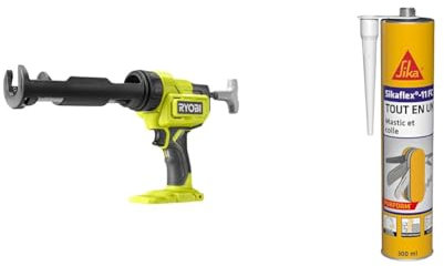 RYOBI - Pistolet à cartouche 18V - 2225 N - 310 mL - variateur de vitesse - RCG18-0 & Sikaflex 11 FC Purform Blanc, Mastic, joint et collage multi-usages, mastic-colle multi-supports