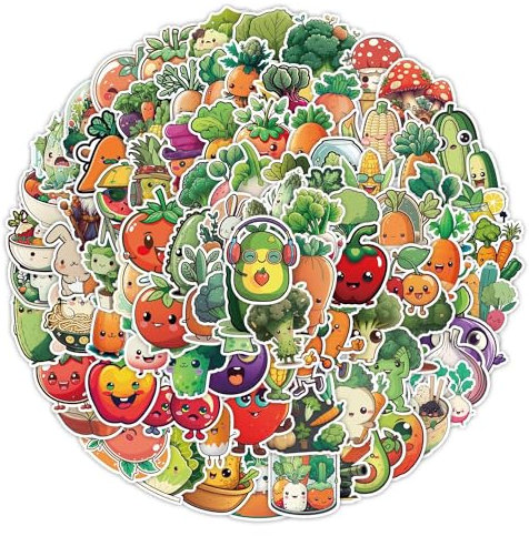100Stück Gemüse Aufkleber für Fahrrad,Gepäck,Stoßstange,Motorrad,Kühlschrank,Laptop,Skateboard, Auto,niedliche Food Vinyl Aufkleber,Kinder Erwachsene Geschenk,Ästhetische Obst Graffiti Sticker