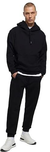 BRAND KRUZE Mens Hoodie Jumper Regular Fit Long Sleeve Pullover Tracksuit Set Hoody Sweatshirt and Joggers KZMS139 TRACKSUIT BLACK L