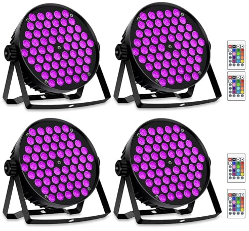 ENDYSHOW Stage Par Lights,90W 60 LED RGB Stage Par Light DJ Can Lights Sound Activated Auto Play by Remote&DMX Control DJ Stage Party Lighting for Events Wedding Church Party DJ Live Show 4Pack
