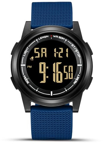 HANPOSH Uhren Herren Digital Herren Uhr 3ATM Wasserdicht Sport Armbanduhr mit Wecker, Stoppuhr, Countdown, Duale Zeitzone, Kalender