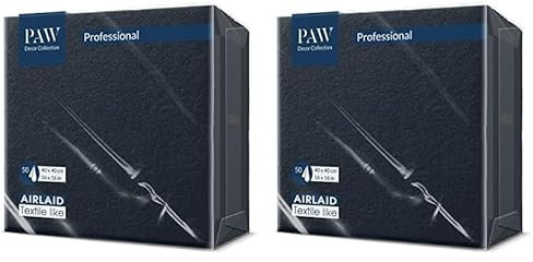 PAW - Airlaid Servietten (40 x 40 cm) I 50 Stück I Einfarbig I Stoffähnlich I Elegante Tischdekoration I HoReCa I Zu wichtigen Anlässen wie Hochzeiten, Feiern, Weihnachten I Unicolor: Schwarz