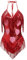 EFOGEP Damen Musik Festival Bodysuit: Sexy Halter V Ausschnitt Stern Pailletten Fransen Karneval Rave Outfit Tanz Trikot Party Nachtclub Halloween Kostüm Rot M