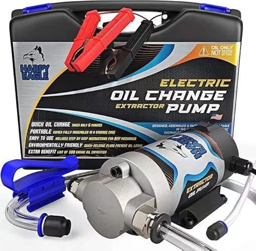 YaoFaFa 12V 100W Pompa di aspirazione dell'olio, pompa del carburante, cambio olio motore, pompa di travaso diesel, a basso rumore, dotata di contenitore in plastica