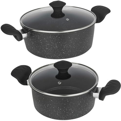 URBN-CHEF Forged Carbon Steel Non-Stick Cookware Sets – Casserole Pots, Frying Pans, Saucepan & Induction Base – Suitable for Gas, Electric, Ceramic, Halogen Stoves | Durable Soft-Touch Handles