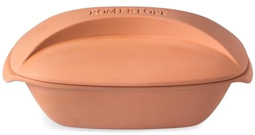 Römertopf Bräter CULINARIO für 4 Personen - 3 Liter Schmortopf mit Deckel aus Keramik – Zum Schmoren, Braten und Dampfgaren - Backofengeeignet, Terrakotta