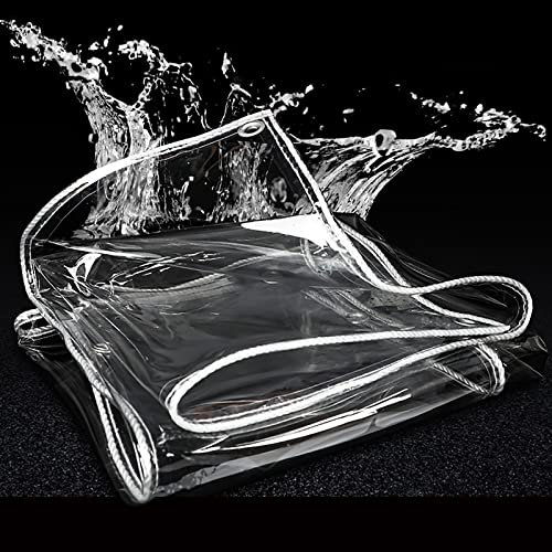 Bâche imperméable en PVC transparent avec œillets de 0,35 mm pour extérieur, balcon, terrasse, pavillon d'hiver, couverture de protection coupe-vent et imperméable, feuille de plastique transparente