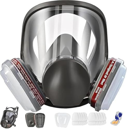 goambuy Vollschutzmaske Atemschutz Atemschutzmaske Wiederverwendbar, 22 FilterSchutzmaske mit Aktivkohle Filter für Malerei schützt vor Gas, Farbe, Staub, Chemikalien und anderem Arbeitsschutz