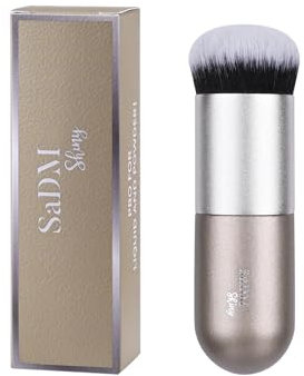 Brocha kabuki maquillaje – Brocha para base líquida, polvos, crema, colorete y bronzer – Brocha facial profesional vegana y libre de crueldad