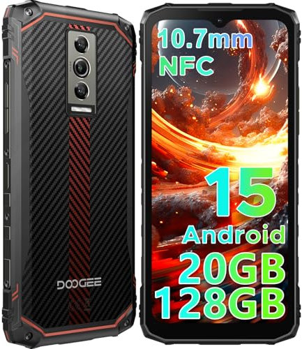 DOOGEE Blade 10 Outdoor Smartphone Android 15, 20GB+128GB/TF 2TB, 6.56 Zoll HD+90Hz, 16MP+8MP Kamera, 5150mAh Outdoor Handy Ohne Vertrag, 10,7 mm ultradünn, Dual 4G SIM/Face ID/GPS/IP68/I69K/NFC