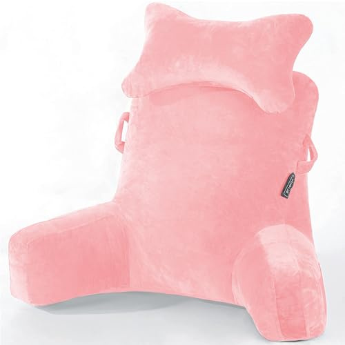 SLIGUY Lesekissen-Bettruhe-Kissen mit abnehmbarer Nackenrolle & höherem Stützarm zum Sitzen im Bett, auf der Couch oder auf dem Boden-Rückenlehnen-Lesekissen, Rückenkissen für Erwachsene zum Fernsehen